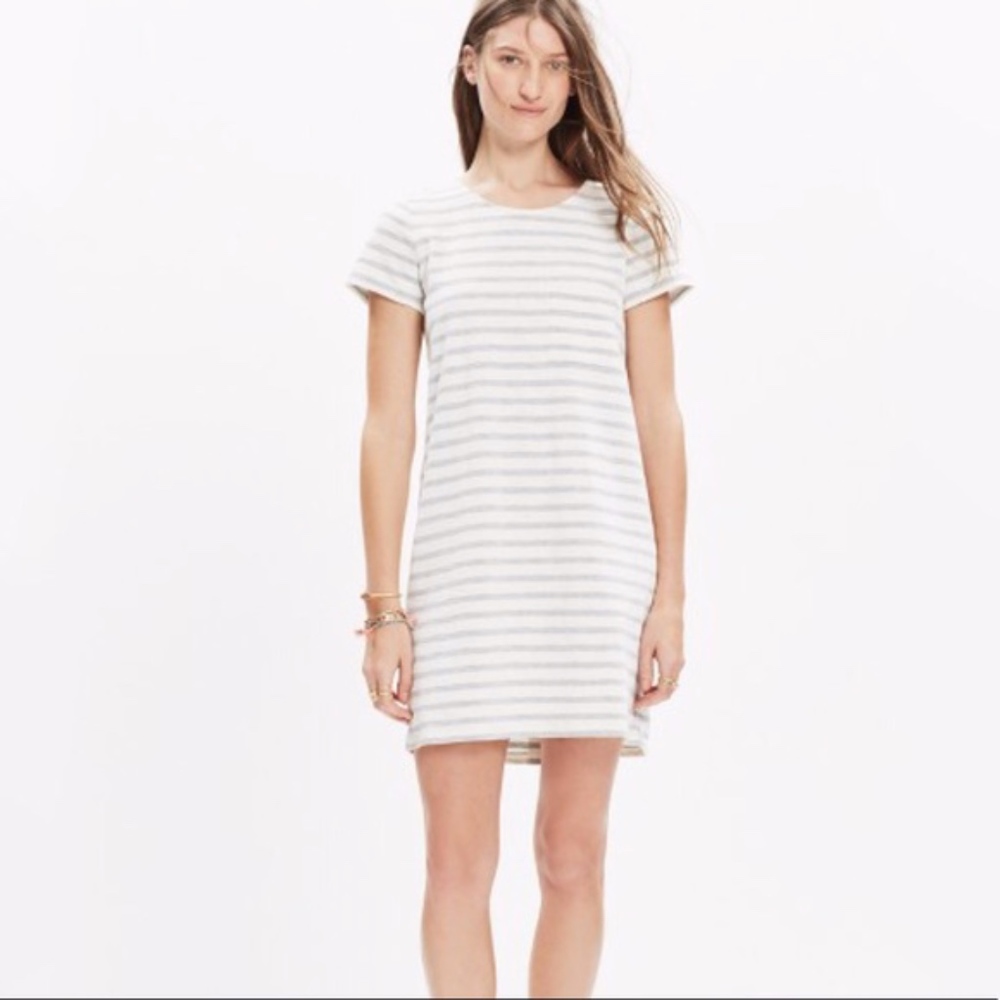 NWT Madewell Striped Button-Back Tee Dress